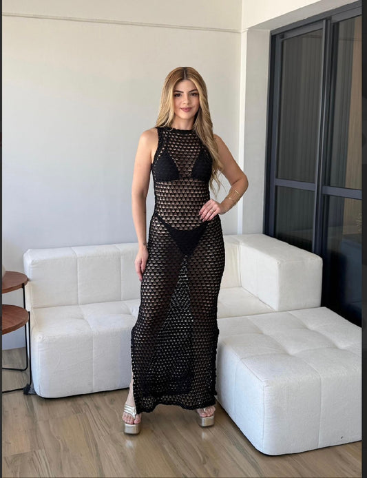 🌊 Conjunto Saída Longa Lunna Black Net – Elegância intensa para mulheres que gostam de marcar presença✨